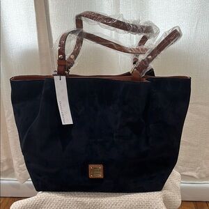 Dooney & Bourke Suede Navy Flynn Tote Bag